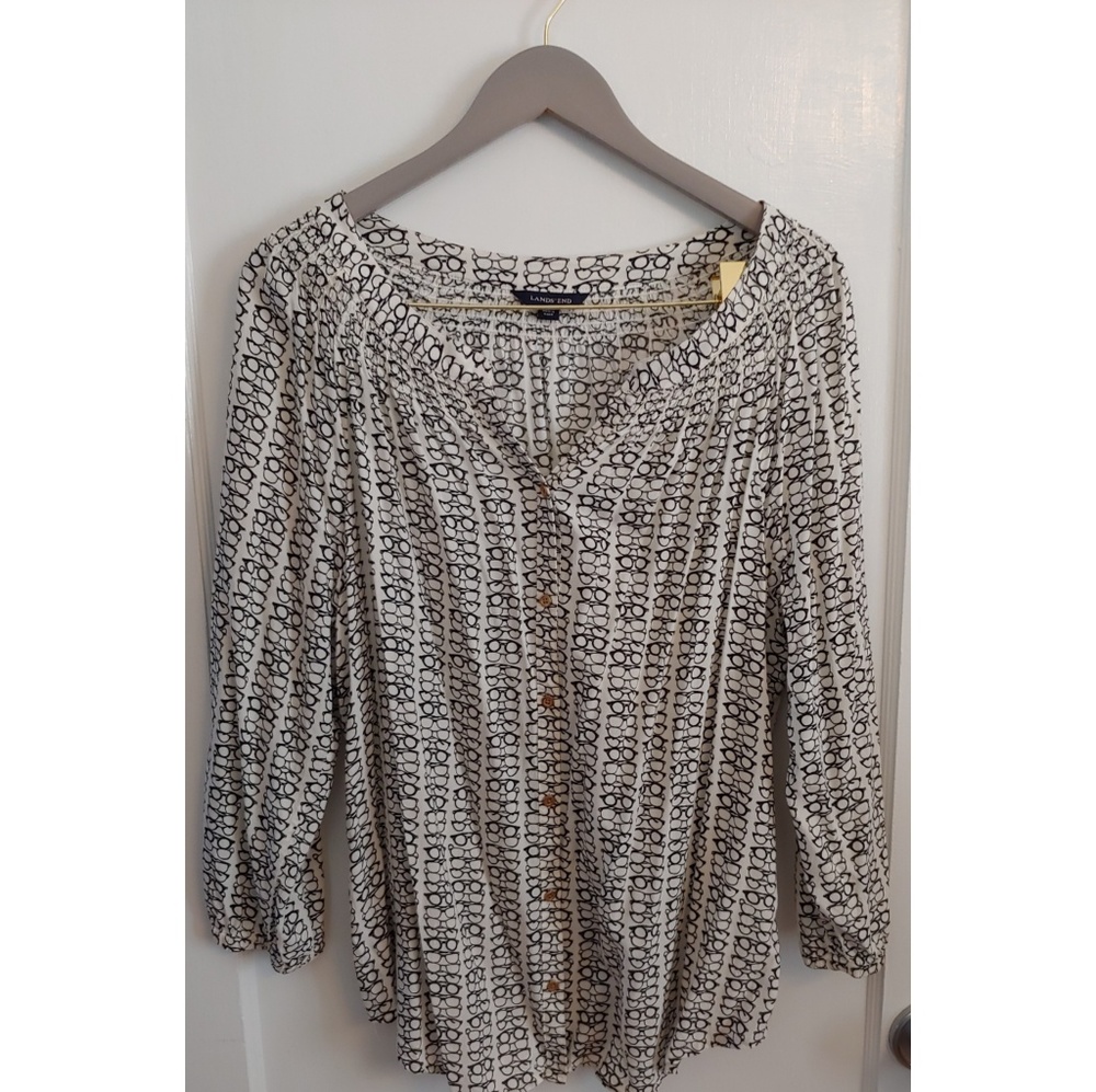 Lands' End Long Sleeve Button Up Blouse - Sz 18